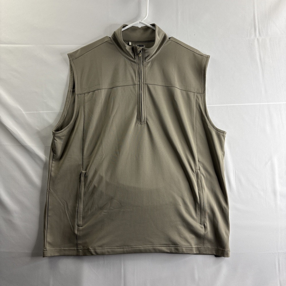 Adidas ClimaLite Men's Large 1/4 Zip Light Brown Golf Vest Pockets Warmth